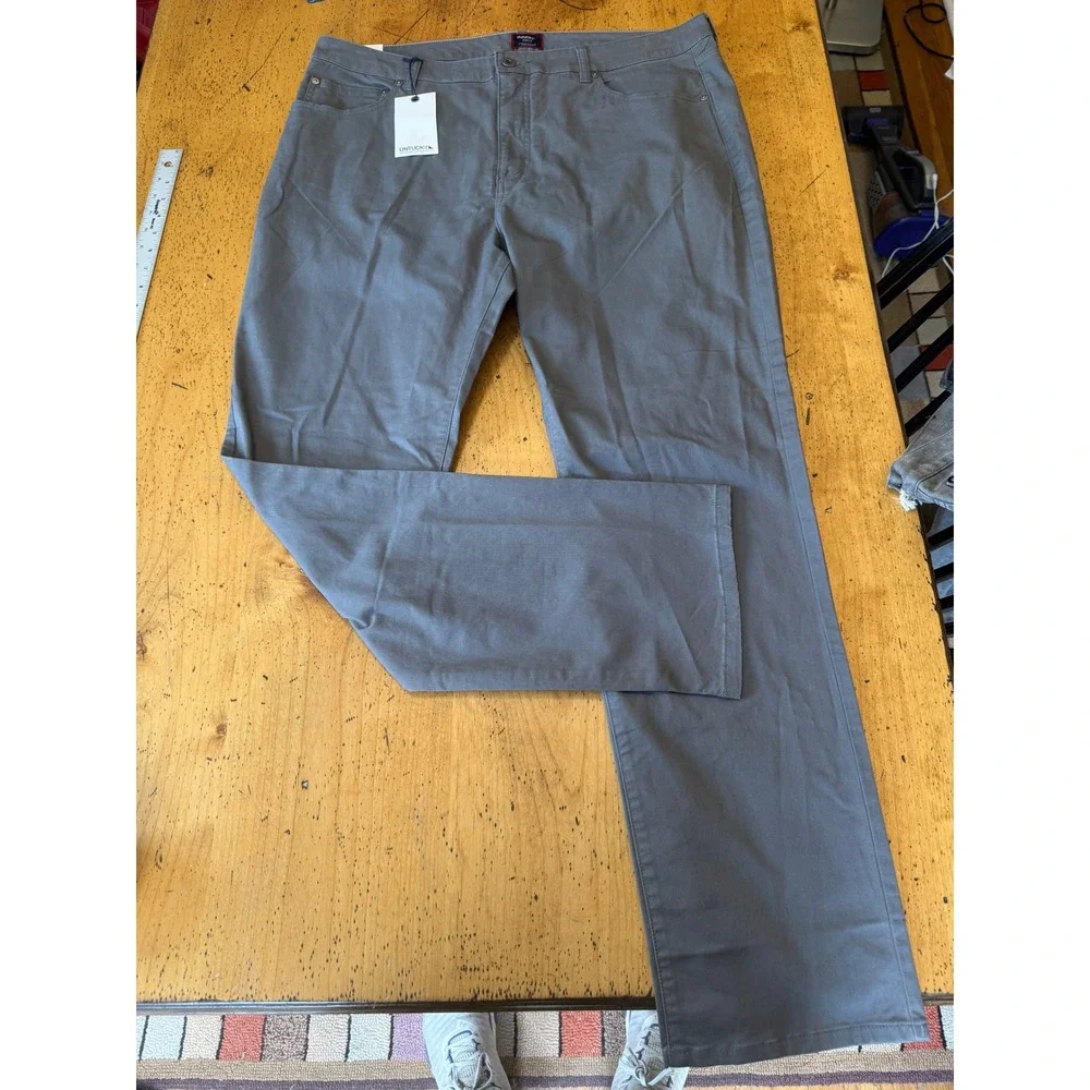New UNTUCKit 5-Pocket Pant 38x32 Straight Fit Charcoal Grey Mens Cotton Stretch